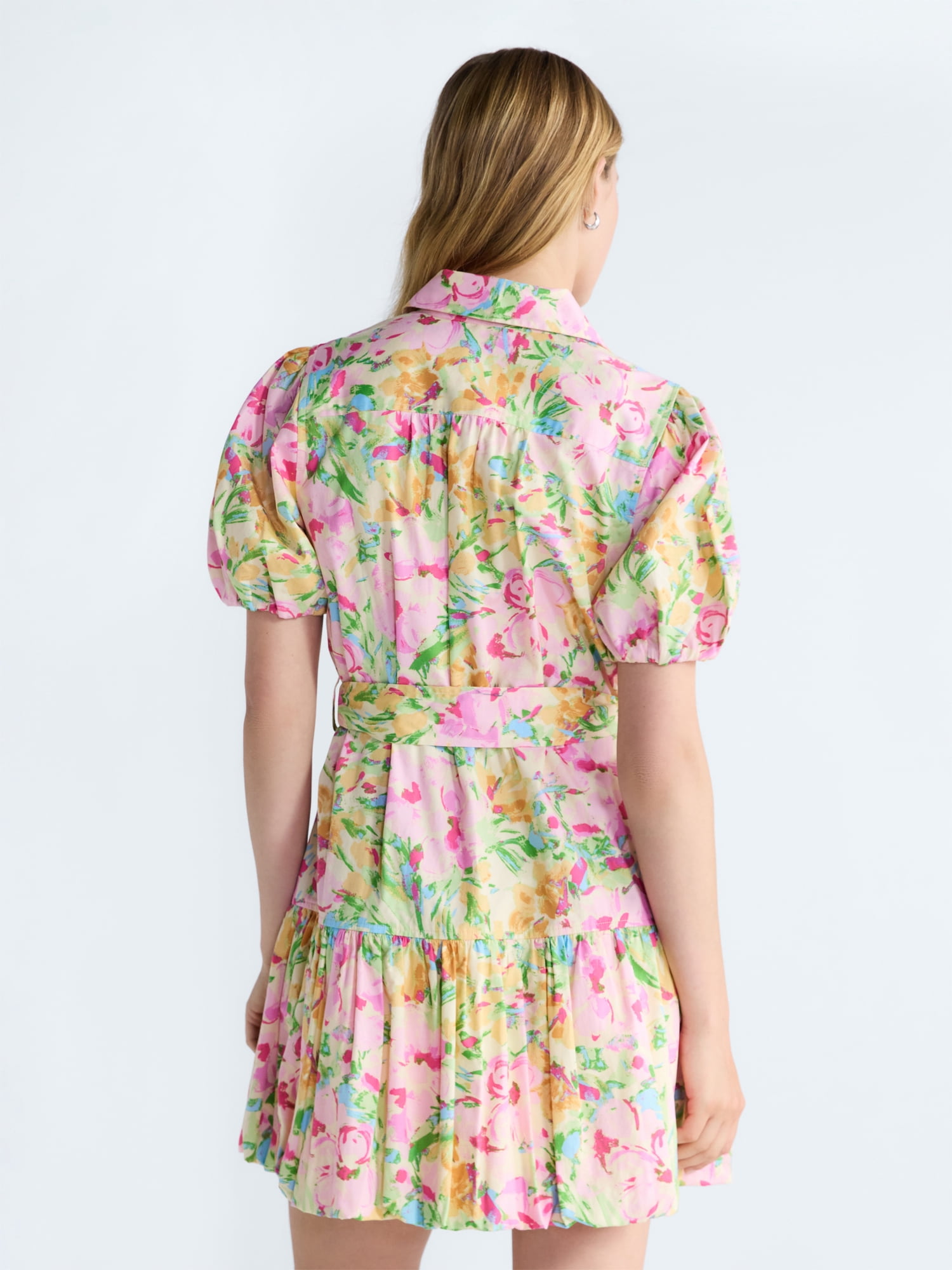 Free Assembly Women's and Women's Plus Cotton Mini Dress with Puff Sleeves, Sizes XS-4X