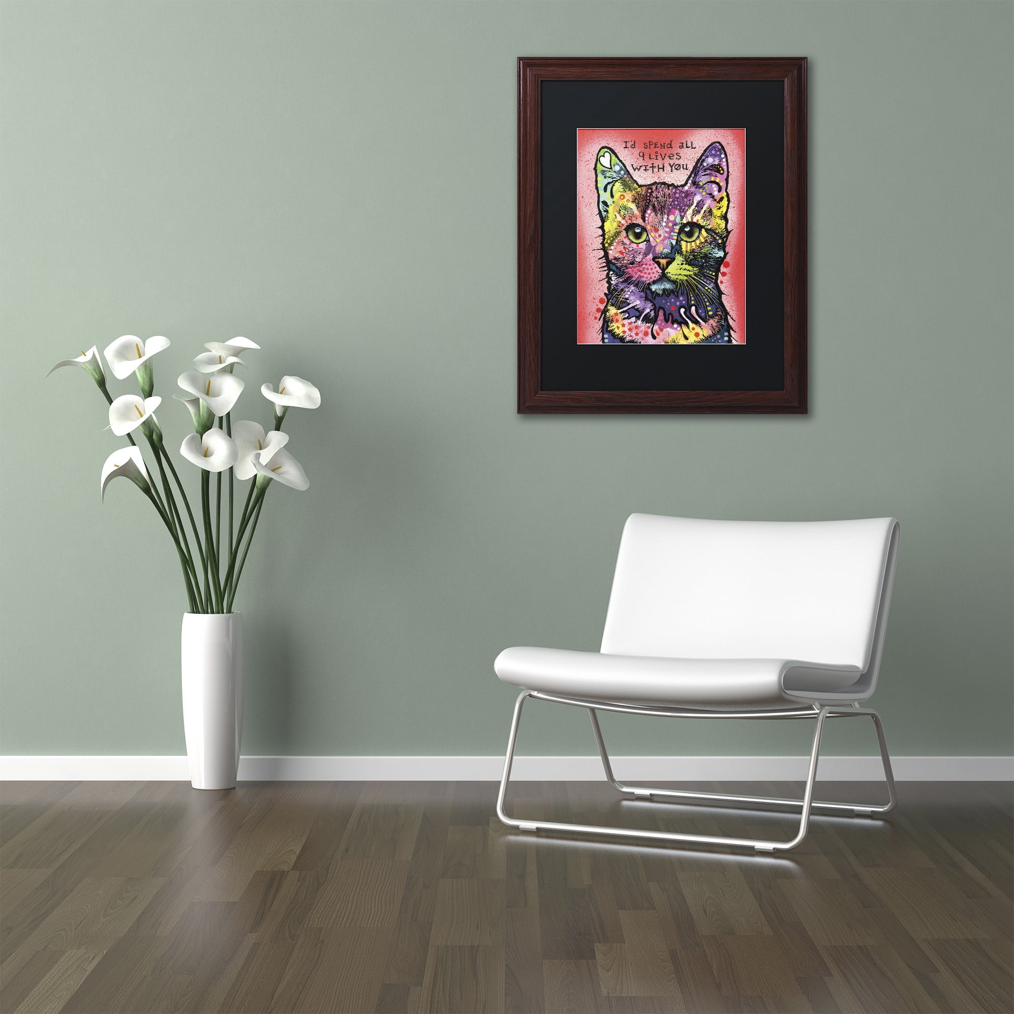 Trademark Fine Art '9 Lives' Canvas Art by Dean Russo, Black Matte, Wood Frame
