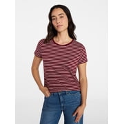 Time and Tru Women's Cotton Crewneck Tee with Short Sleeves, Sizes XS-XXXL