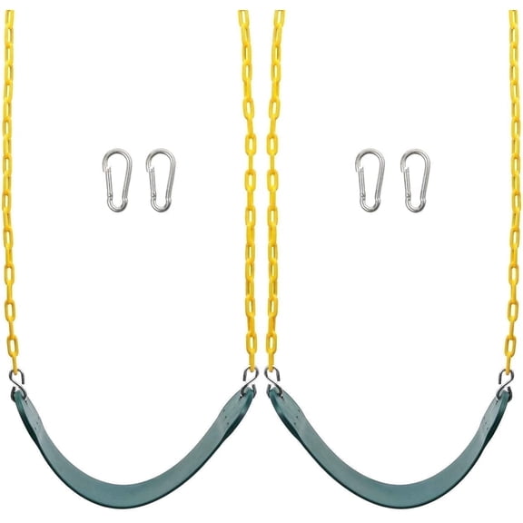 Bibana 2PCS Swings Seats Heavy Duty with 66" Chain, Playground Swing Set Accessories Replacement with Snap Hooks, Support 250lb (Green)
