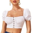 thumbnail image 1 of Slatcetga Camisa Corta de Manga Soplada para Mujer Blusa Corta de Cintura Alta Transpirable Linda de Moda para Diario al Aire Libre Blanco XL, 1 of 8