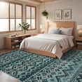 thumbnail image 5 of FairOnly Machine Washable 8'x10'Blue Green Boho Print Area Rug Non Slip Stain Resistant Foldable Carpet for Living Room Kitchen, 5 of 7