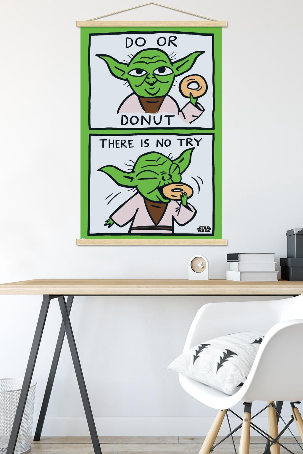 Star Wars: Saga - Yoda Donut Wall Poster with Wooden Magnetic Frame, 22.375" x 34"