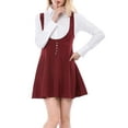 thumbnail image 6 of MODA NOVA Junior's Overall Pinafore Dress Button Decor Above Knee Suspender Skirt, 6 of 7
