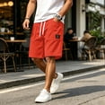 thumbnail image 4 of Uwinwear Men's Corduroy Shorts Elastic Waist Drawstring Cargo Short Multi-Pocket Lightweight Summer Casual Beach Shorts Saffron 4XL, 4 of 5