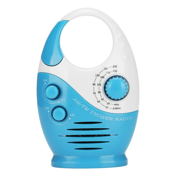 Waterproof Blue AM FM Portable Radio Speaker with Hook