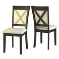 thumbnail image 6 of Weston Home Pulukan Cane x-Back Dining Chair (Set of 2), Antique Black Finish, Beige Linen, 6 of 11