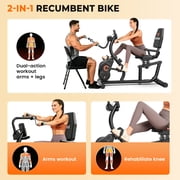 LNOW Recumbent Stationary Bike for Home with Arm Exerciser , Low-Impact Cardio & Physical Therapy for Seniors