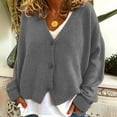 thumbnail image 2 of VISALY Cropped Cardigan Button Down Cardigans Women's V Neck Cardigans Long Sleeve Cable Knit Sweaters Lightweight Jackets Fall Fashion Outerwear Coat Comfy Sweaters Crochet Cardigan Grey 3Xl, 2 of 4