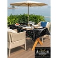 thumbnail image 4 of Outdoor Tablecloth with Umbrella Hole and Zipper, Christmas Elk Rectangle Table Cloth 60x84 Inch Waterproof Tablecloth, Winter Snowflake Xmas Tree Leaf Black Picnic Table Cover for Patio Camping, 4 of 7