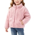 thumbnail image 2 of DJDLJWCJ Toddler Girls Fleece Lined Jacket Winter Warm Zip Up Jacket Cute Solid Color Thicken Long Sleeve Coat Pink Size 3T, 2 of 9