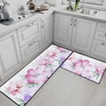 thumbnail image 3 of Pink Floral Kitchen Rugs and Mats Non Skid Washable Set of 2, Purple Rose Bloom Kitchen Mats for Floor, Flowers Bouquet Kitchen Runner Rug, Spring Kitchen Decor, 3 of 6