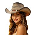 thumbnail image 3 of jiaxiM Straw Cowboy Hats for Women and Men Wide Brim Woven Cowboy Hat Western Cowgirl Hats Women for Country Concert Outfits, 3 of 5