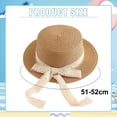 thumbnail image 2 of Sombreros para el sol para niños, lazos de encaje, sombreros de paja para niños pequeños y medianos, sombreros de copa plana, sombreros de playa con sombrilla para exterioresCaqui, 2 of 5