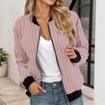 thumbnail image 2 of Bomber Jacket Women, Yigetop Bomberjacke Damen Kurze Blouson Jacke Casual Pilotenjacke Langarm Outwear Zip Up Solid Leichte Coat Sweatjacke Women Bomber Jacket Pink 2XL, 2 of 5