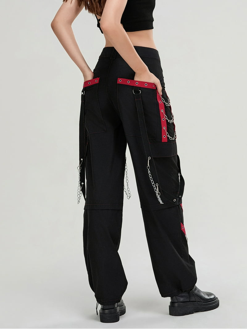 Women Y2K Gothic Black Cargo Pants High Waist Baggy Jeans