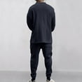 thumbnail image 5 of VBTAPA Winter Outfits for Men Jacquard Knit Lounge Sweatsuit 2 Piece V Neck Pullover Sweater and Jogging Sweatpants Tracksuit Set with Pockets Navy S, 5 of 9