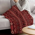 thumbnail image 3 of Red Boho Southwestern Blanket Soft Cozy Warm Throw Blanket for Couch, Plush Fuzzy Flannel Fleece Blankets for Sofa, Farmhouse Aztec Tribe Ethnic Motifs Bed Blankets Lightweight Gifts for Men, 40"x50", 3 of 9