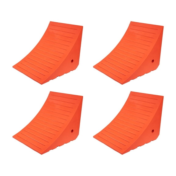 4 Pack Polyurethane Large Wheel Chock W/Mounting Holes for RVs, Semi Trucks & Trailers - 100 Ton Load Capacity Heavy Duty Wheel Chocks for  53" Tire Compatibility (17.5"x14.5"x14.5")