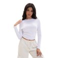 thumbnail image 3 of Women's Long Sleeve Tops Casual Going Out Crop Tops Basic Layering Workout Tight Slim Fitted Cropped T Shirts Trendy, 3 of 6