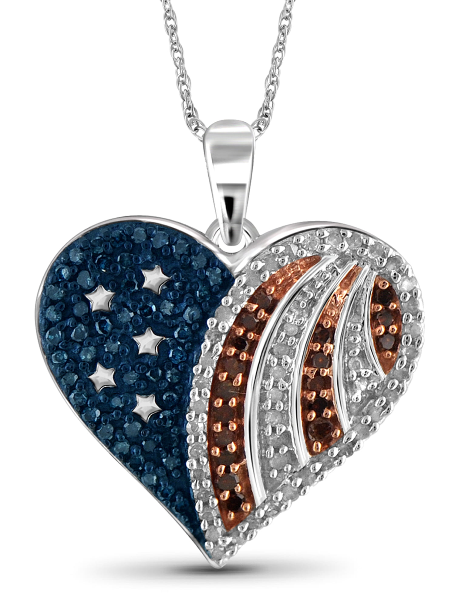 JewelersClub - JewelersClub 1/3 Carat T.W. Multi-Color Diamond Sterling Silver American Flag 