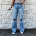thumbnail image 2 of Vedolay Women Pants Ripped Fashion Jeans Jean Low Waist Rise Solid Summer Slim Jeans Light Blue,M, 2 of 5