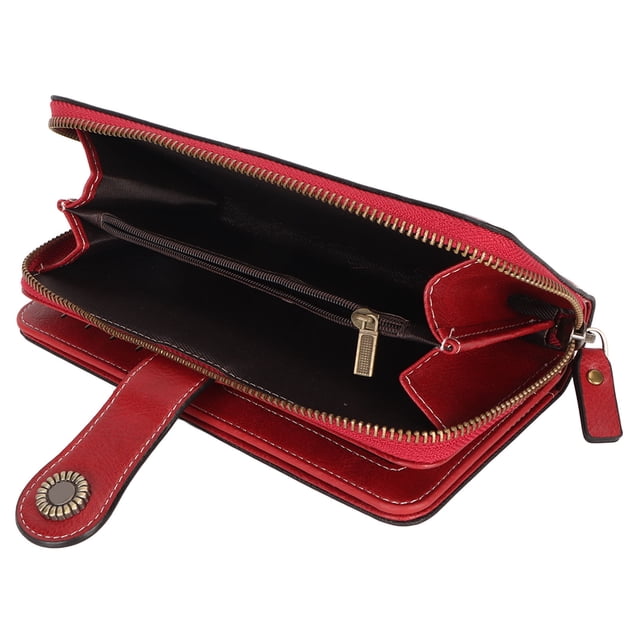 Cartera de gran capacidad, cartera de cuero con bloqueo RFID Cartera de cuero para mujer Cartera con bloqueo RFID Tecnología innovadora