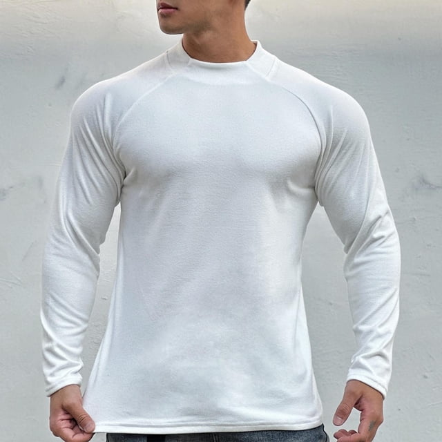 pstuiky manga larga para hombre, Blusas casuales de manga larga con cuello redondo y color liso para hombre Tops de hombre m