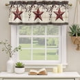 thumbnail image 2 of Texas Star Red Curtain Valances for Windows, Kitchen Valance Window Treatments Panel 2 Pack, Farmhouse Berry Wooden Vintage Rod Pocket Short Curtains for Bathroom Bedroom 42 x 12 Inch, 2 of 8