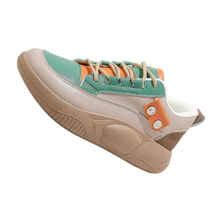

Women Casual Sneakers Sports Shoes Fashion Thick Soled Lightweight Comfortable Trainers Lace up Shoes for Work Fishing Hiking Teens Trekking Green 37