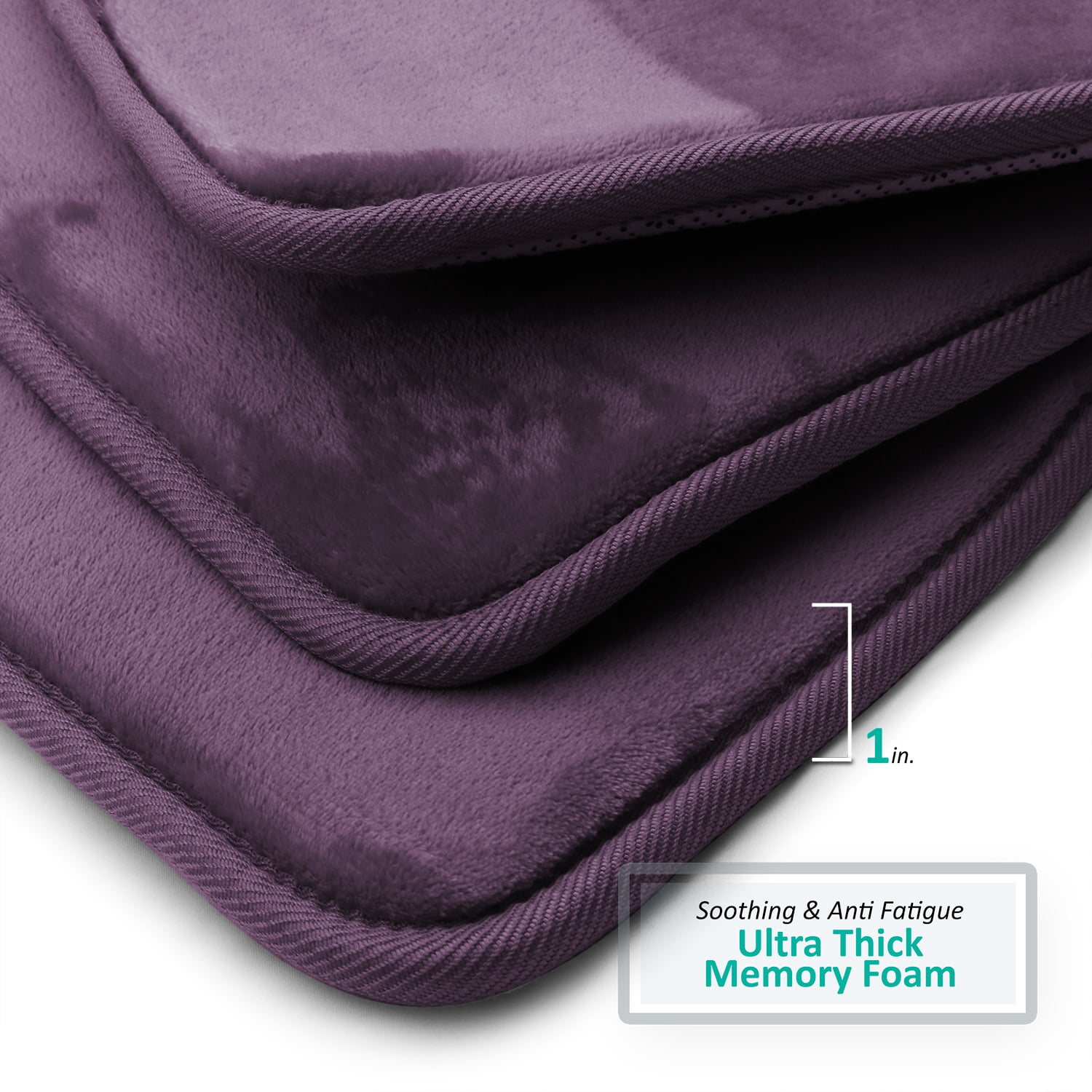2 Piece Premium Memory Foam Bathroom Mat Set - Absorbent Luxury Plush Non Slip Carpet for Tub Shower & Bath Room, Soft Floor Mats, Machine Washable - Set of 2 20x32 inch Bath Rugs, Eggplant