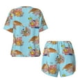 thumbnail image 5 of Naloa Turtles And Corals Women's Short-Sleeved Pajama Set, Loungewear, Summer pajamas, Breathable Cozy - Large, 5 of 9
