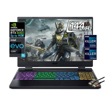 Acer Nitro 5 15.6" FHD 144Hz Gaming Laptop Intel 12-Core i5-12500H NVIDIA GeForce RTX 3060 Killer Wi-Fi 6 AX1650 Thunderbolt 4 RGB Keyboard Win11 W/HDMI (32GB RAM | 1TB PCIe SSD)