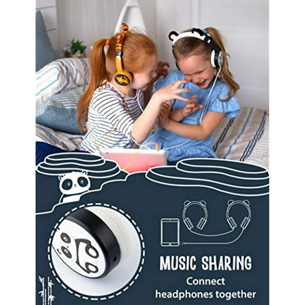 Ear Travel, Headphones Panda Headphones Buddies Safe for On Phone, Planet Kids, Music Earphones Foldable School, - Volume Kids Wired Kindle Headphones, with Sharing, for