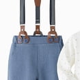 thumbnail image 5 of 12-18 Months Infant Baby Boy 3Pcs Long Sleeves Gentleman Outfit Clothes Sets With Hat 0 3 6 9 12 18 Months Formal Bowtie Romper Suspender Pants Wedding Dress Suits Newborn Outfits Set,Blue, 5 of 5