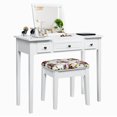 thumbnail image 1 of Costway Coiffeuse avec Miroir à Rabat, 3 Tiroirs, 7 Compartiments, Bureau de Maquillage, 1 of 10