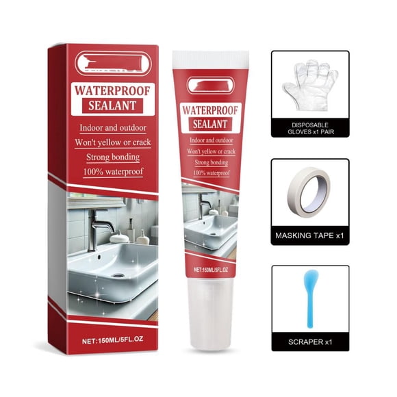 Scellant Imperméable en Silicone - Barrière Étanche pour Salles de Bain et Cuisines / Fini Transparent / 150 ml