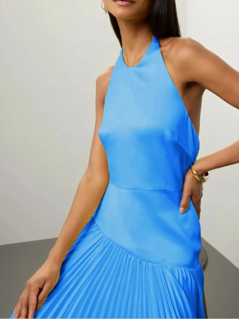 cotton spandex halter dress 8374