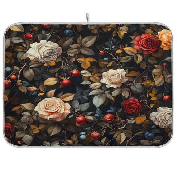 BZSMCE Dish Drying Mat Colorfull Blossom Pattern Design Drying Mats
