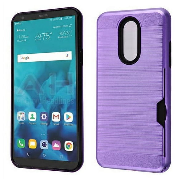 Phone Case for LG Stylo 4 - Phone Case Shockproof Hybrid Rubber Rugged Case Cover Brushed with Card Slot Purple