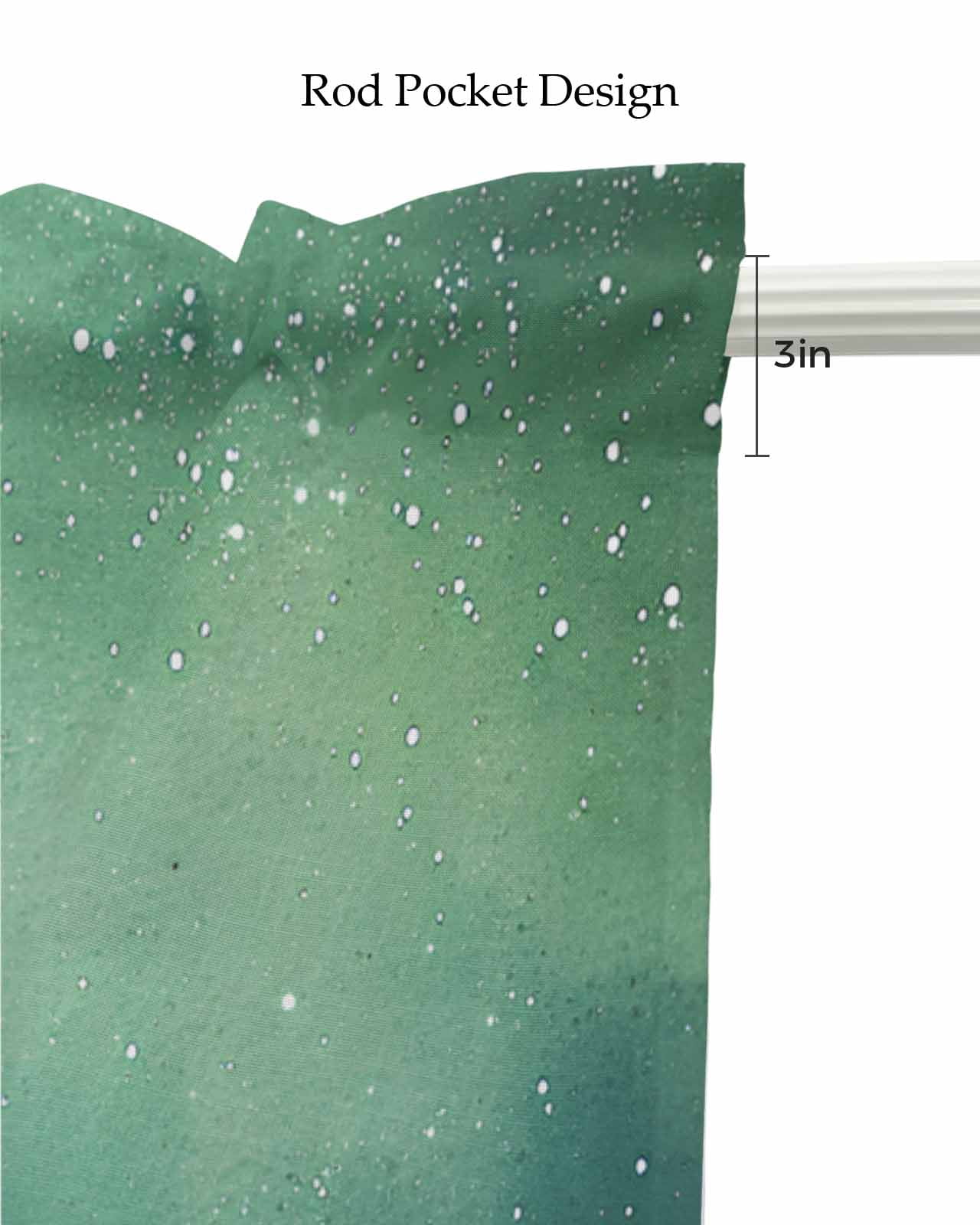 Teal Green Starry Night Kitchen Valances for Windows Farmhouse Linen Window Valance Curtain for Living Room Window Treatment Modern Vintage Scenery Valance Rod Pocket Topper Drape, 42 x 18 Inch