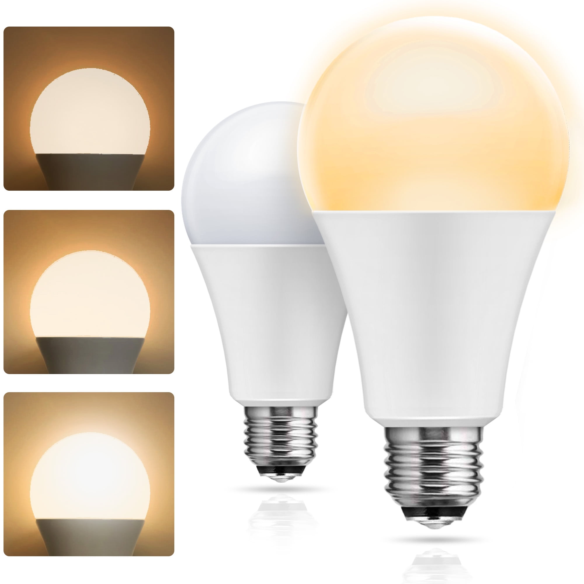 YANSUN 3 Way LED Light Bulb, 50/100/150W Equivalent, Warm White 3000K, E26 Medium Base, 600LM/1250LM/1850LM, A21, 2 Pack