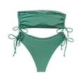 thumbnail image 5 of Minjewel Women's Strapless Bikini Top & Bottom Set Two Piece Sexy Push Up Swimsuit for Beach Photos Summer Vacation,Green,S, 5 of 9