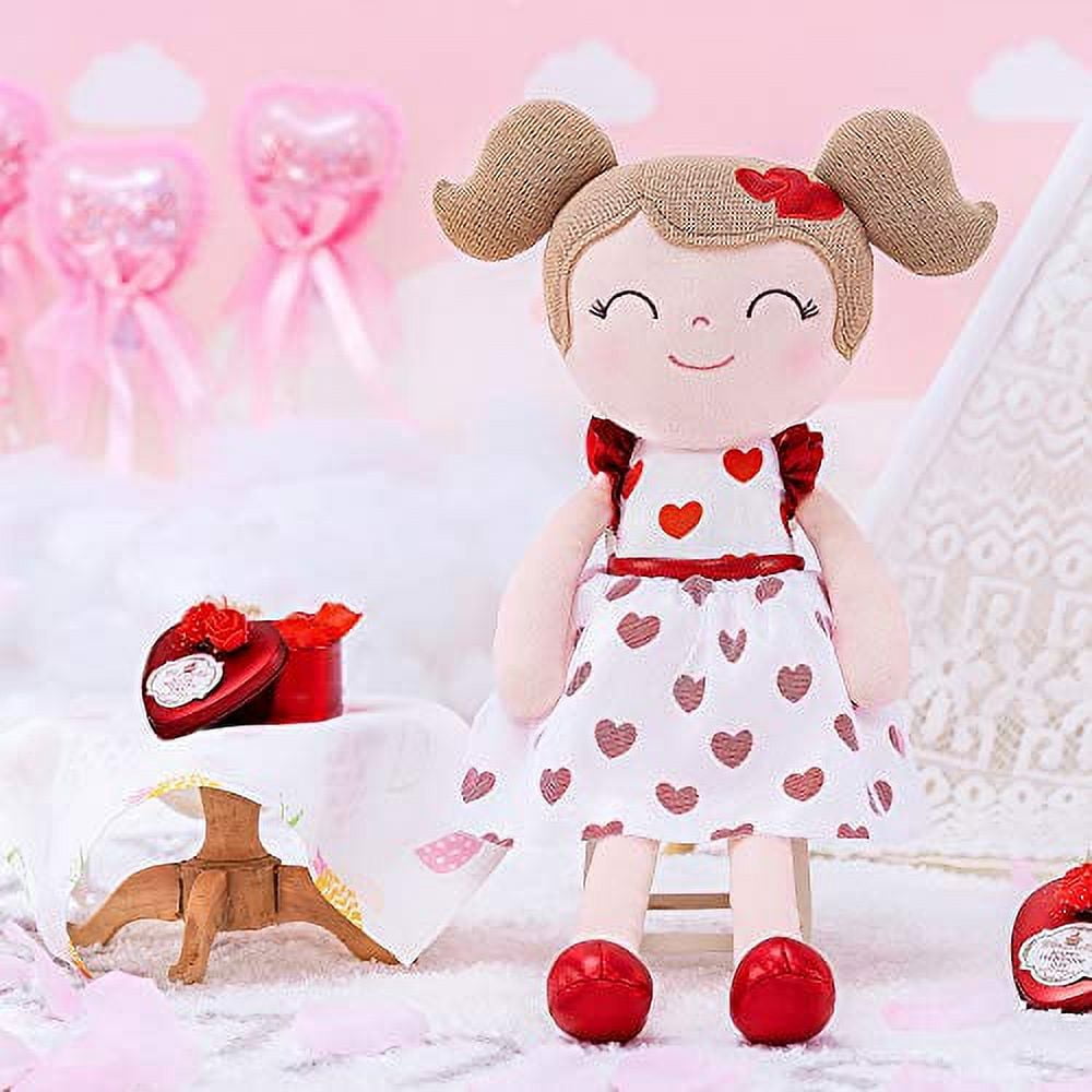 Gloveleya Baby Doll Baby Girl Gifts Soft First Baby Doll Plush Dolls Red Heart 16 Inches with Gift Box