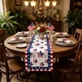 thumbnail image 6 of erdimoy 4th of July Patriotic Table Runner, 72×13 Inch 5 Styles Red White Blue Star Gnome Butterfly Linen Table Runner for Independence Day Memorial Day Dining, 6 of 6