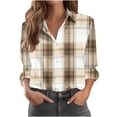 thumbnail image 2 of UPPADA Women's Flannel Jacket Hooded Shacket Shirts Plaid Button Down Shirts Shacket Warmth Long Jacket Classic Blouses,Lightweight Shacket Women,M, 2 of 4