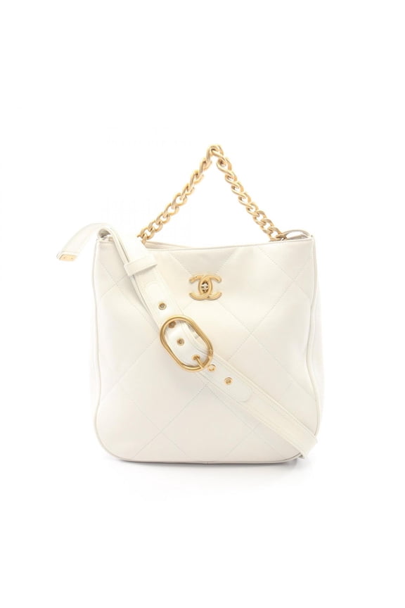 Pre-Owned Chanel Matelass 2-Way Shoulder Bag/Handbag, Lambskin Leather, Women's, White