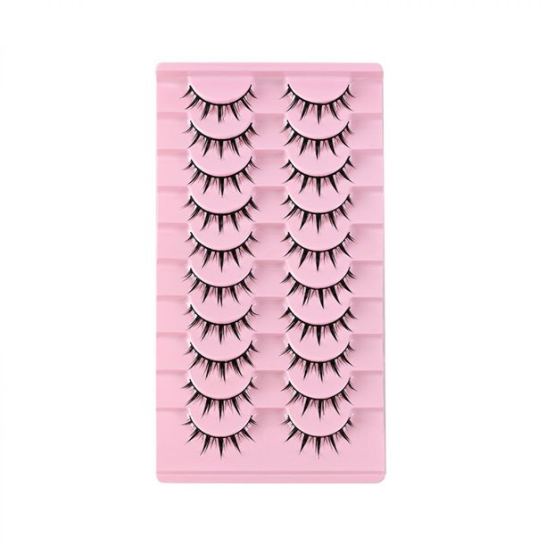 10 pares de pestañas postizas de tallo duro y duradero - Estilo anime/manga - Tallo negro - 11,2 x 8,5 x 2 cm - Volumen dramático - Reutilizables