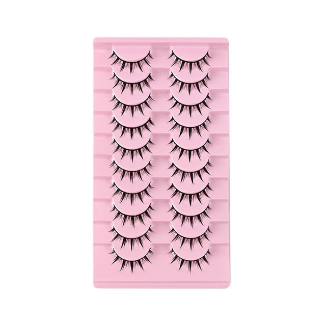 10 pares de pestañas postizas de tallo duro y duradero - Estilo anime/manga - Tallo negro - 11,2 x 8,5 x 2 cm - Volumen dramático - Reutilizables