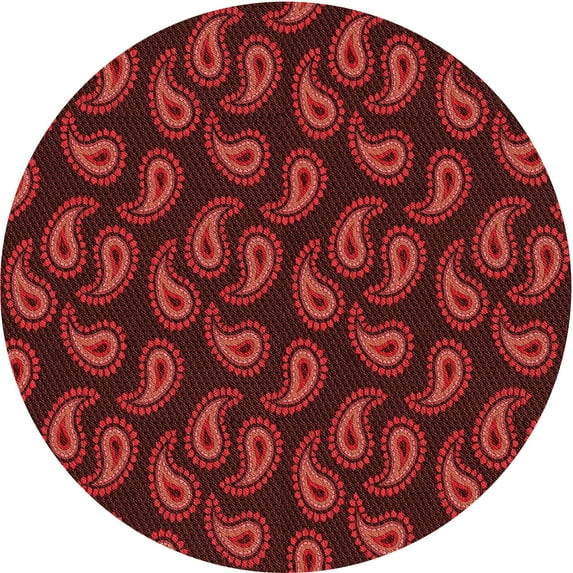 Ahgly Company Indoor Round Patterned Crimson Red Area Rugs, 5' Round